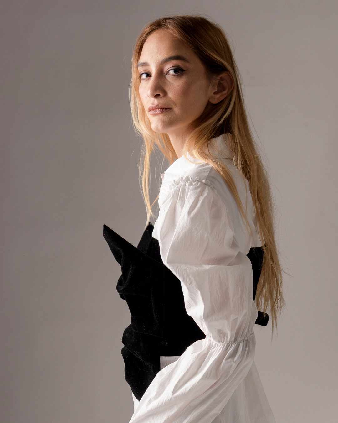 Black ribbon shirt