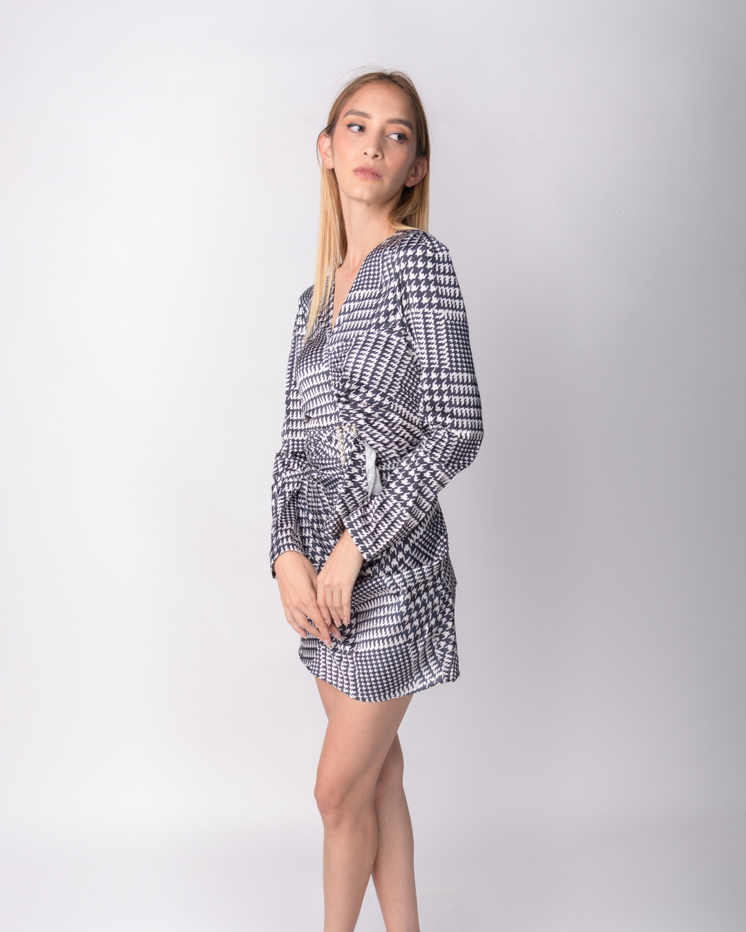 Black and white mini dress