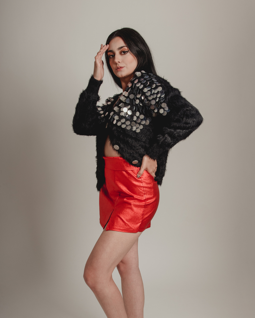 Red mini skirt