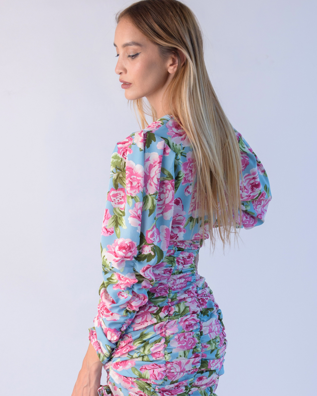 Draped floral dress