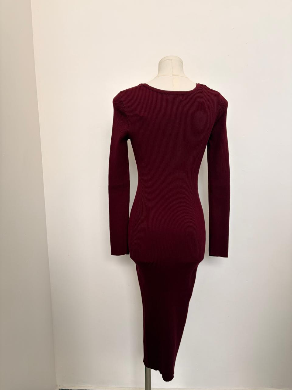 Ribbed Button-Front Dress