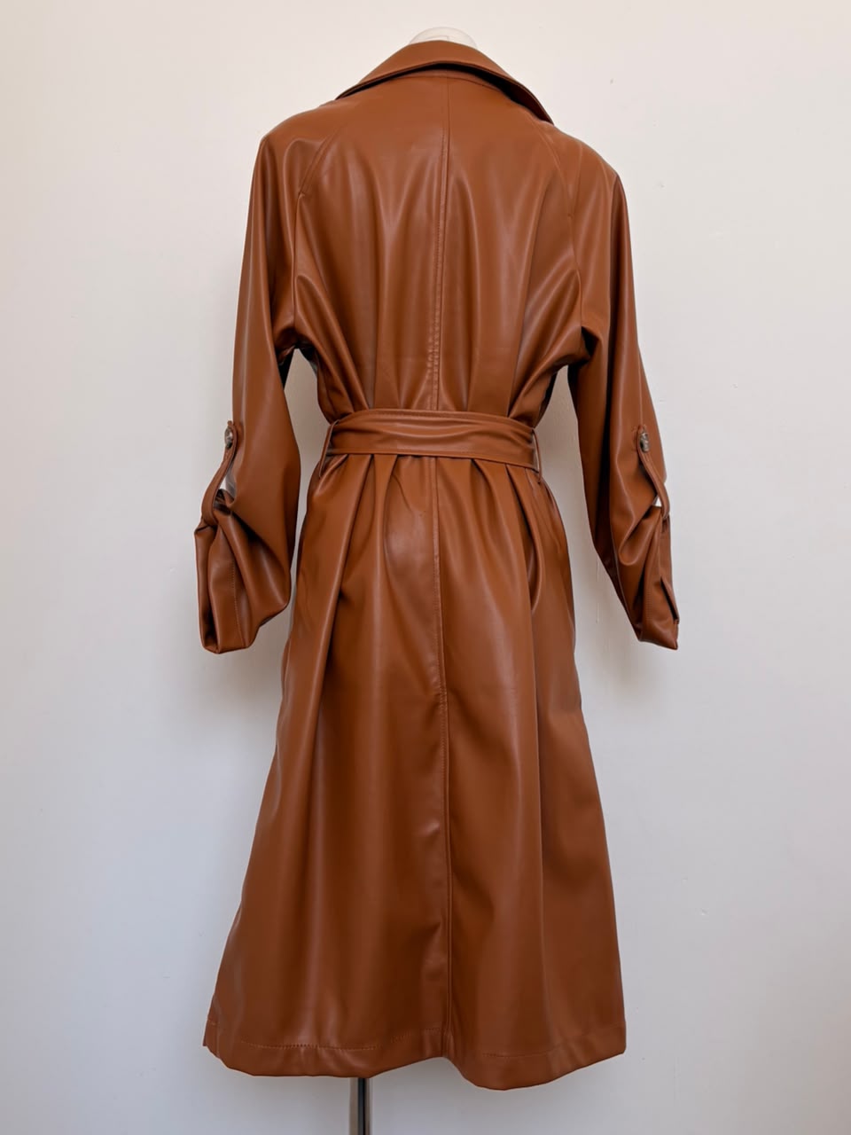 Faux-Leather Trench Coat