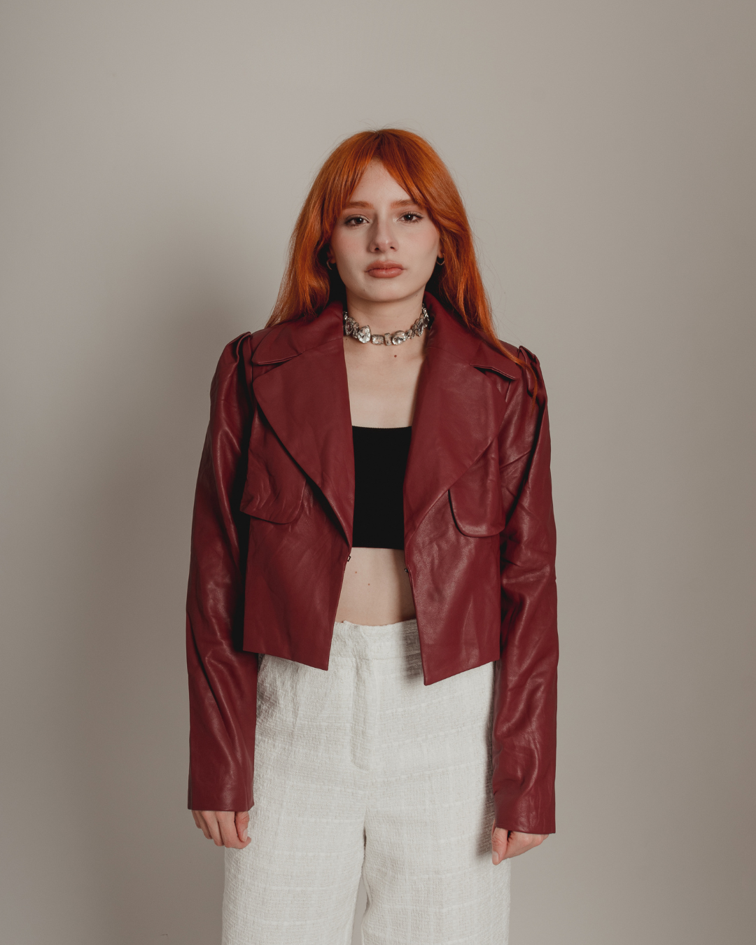 Cherry vinyl jacket