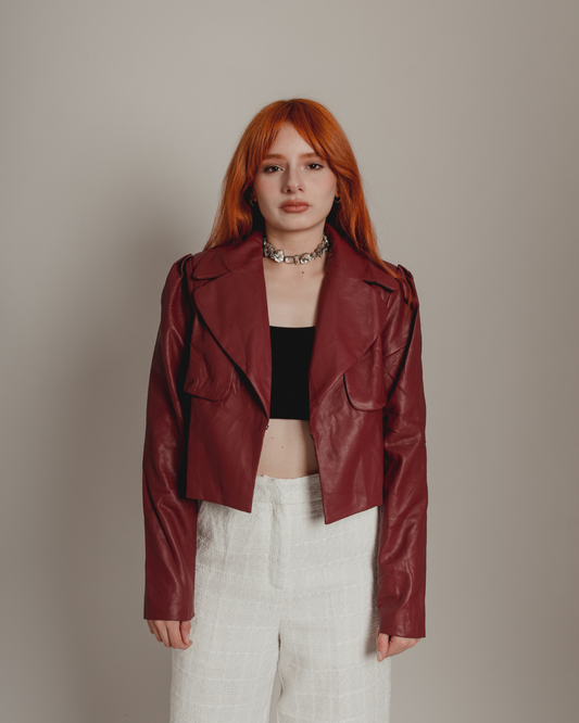 Cherry vinyl jacket