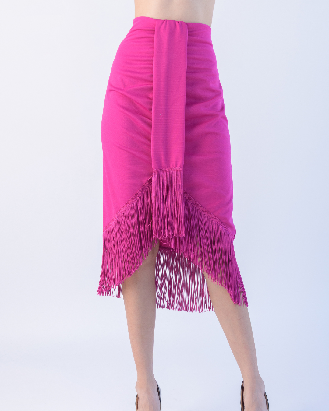 Pink orchid fringed skirt