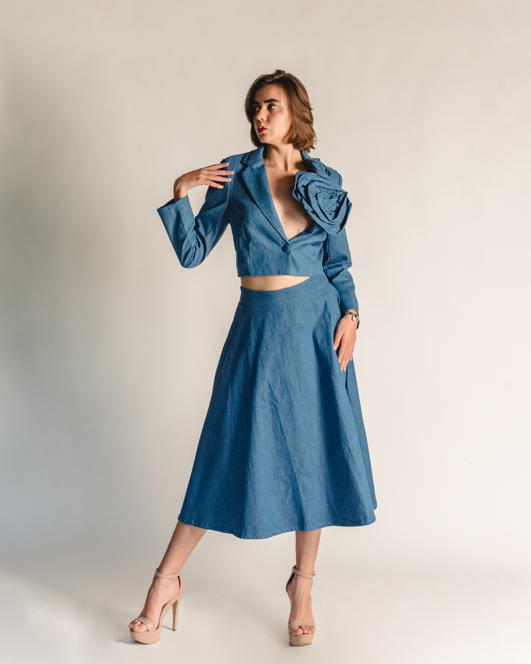 Denim flower set