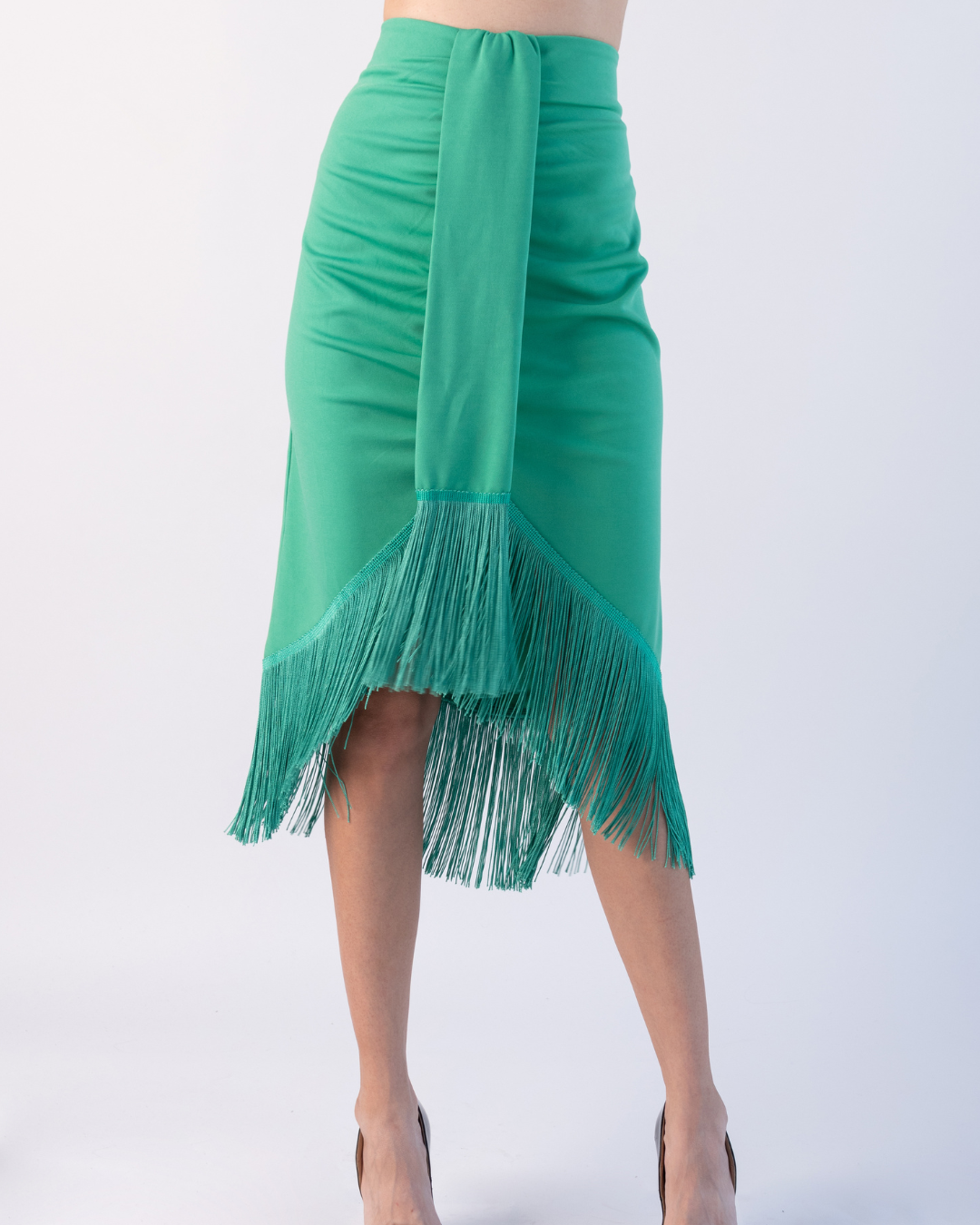 Green Fringed skirt