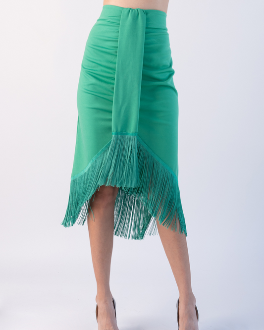 Green Fringed skirt