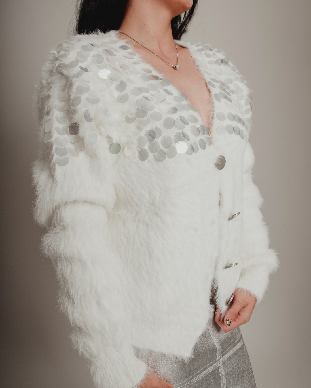 Sequin white sweather