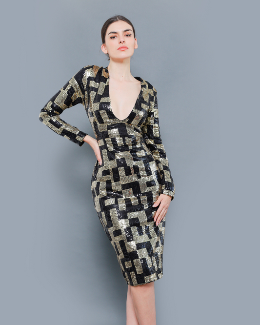 Black and gold dress