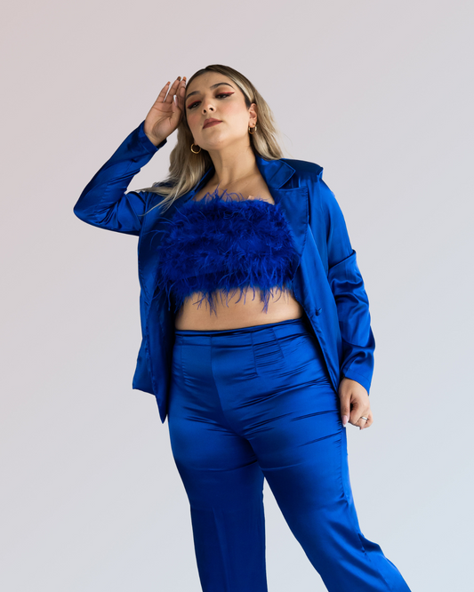 Satin blue set