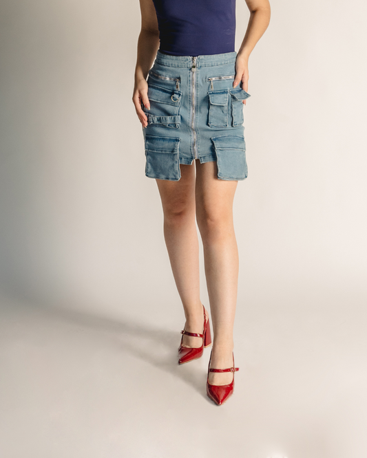 Pocket denim skirt