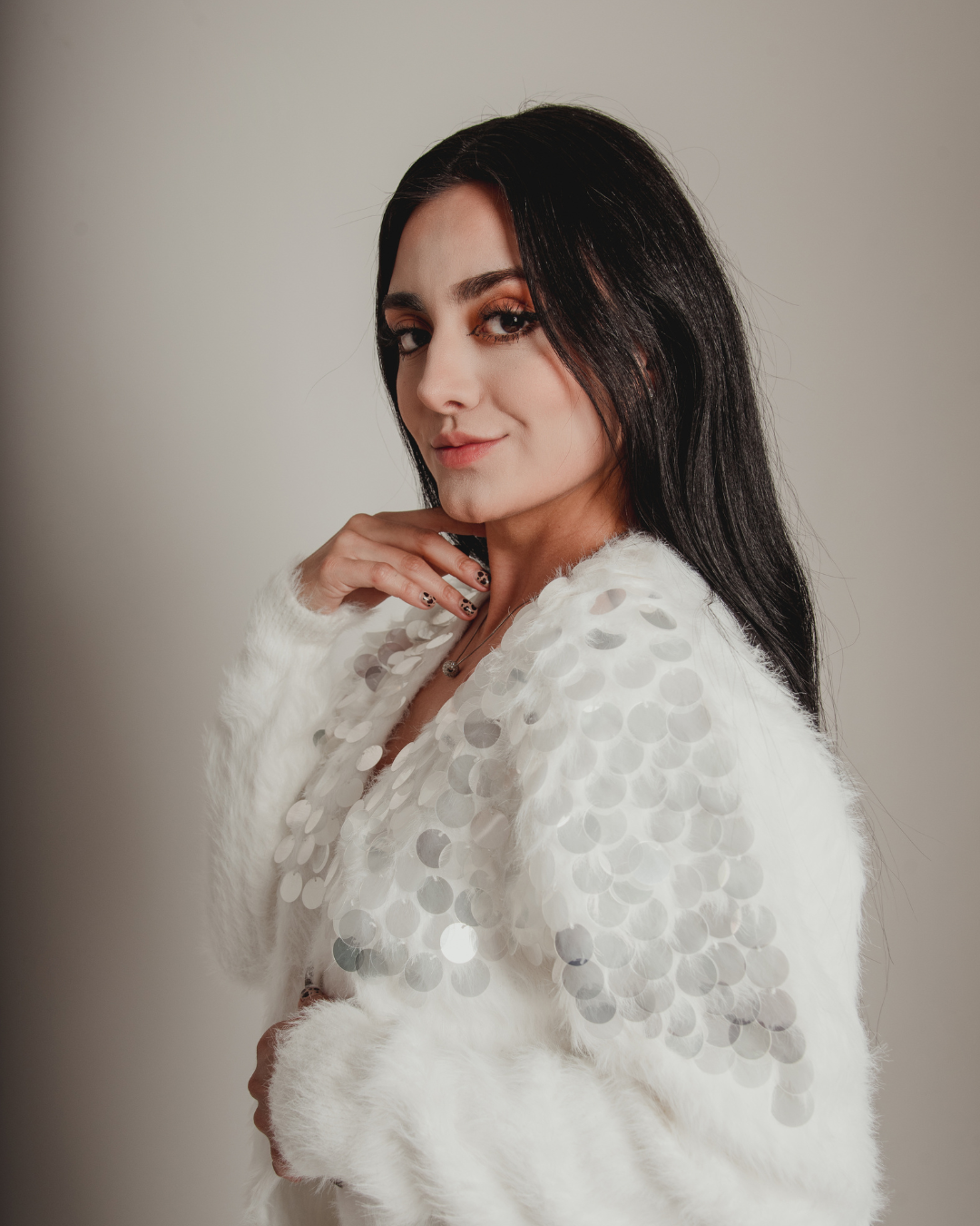 Sequin white sweather