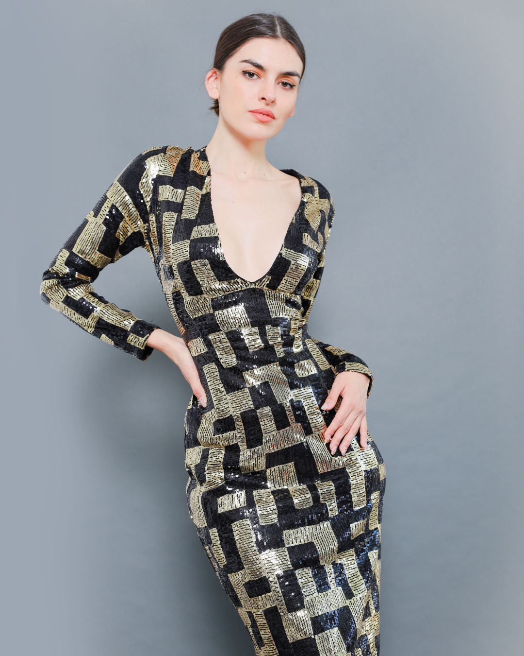 Black and gold dress