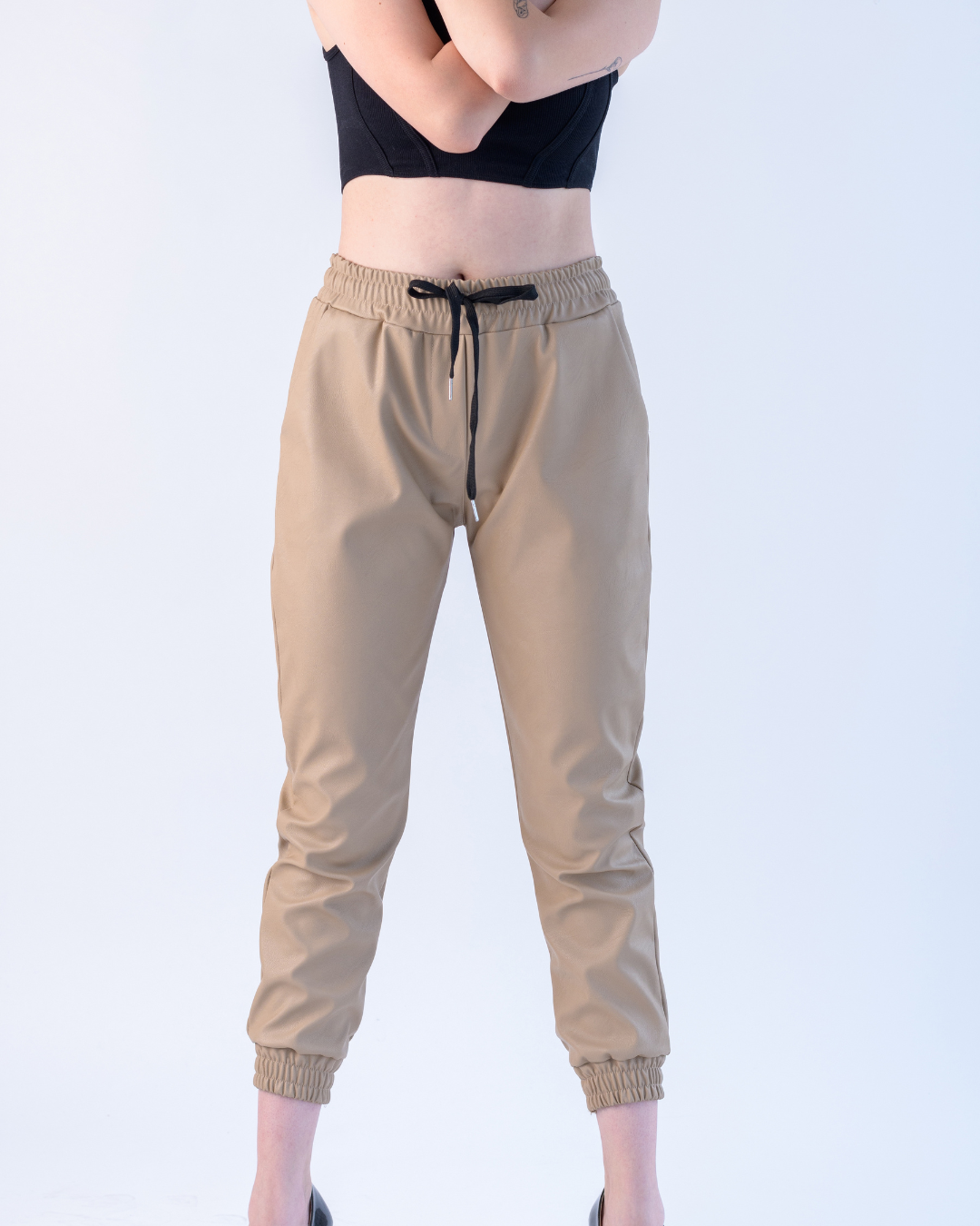 Nude vinyl jogger