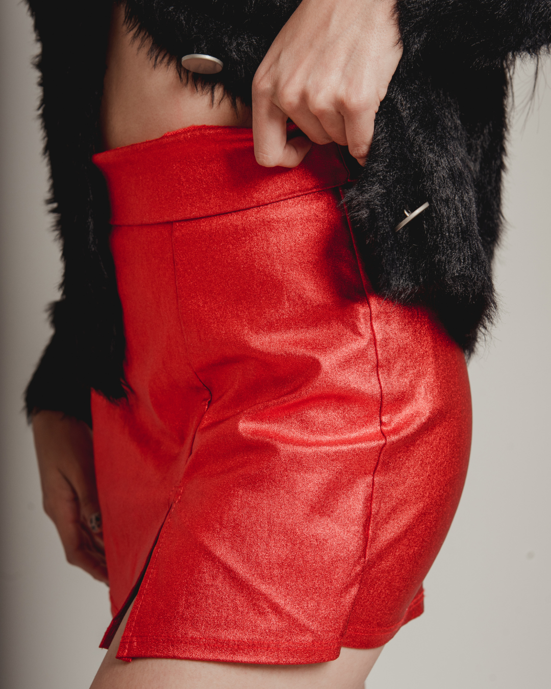 Red mini skirt