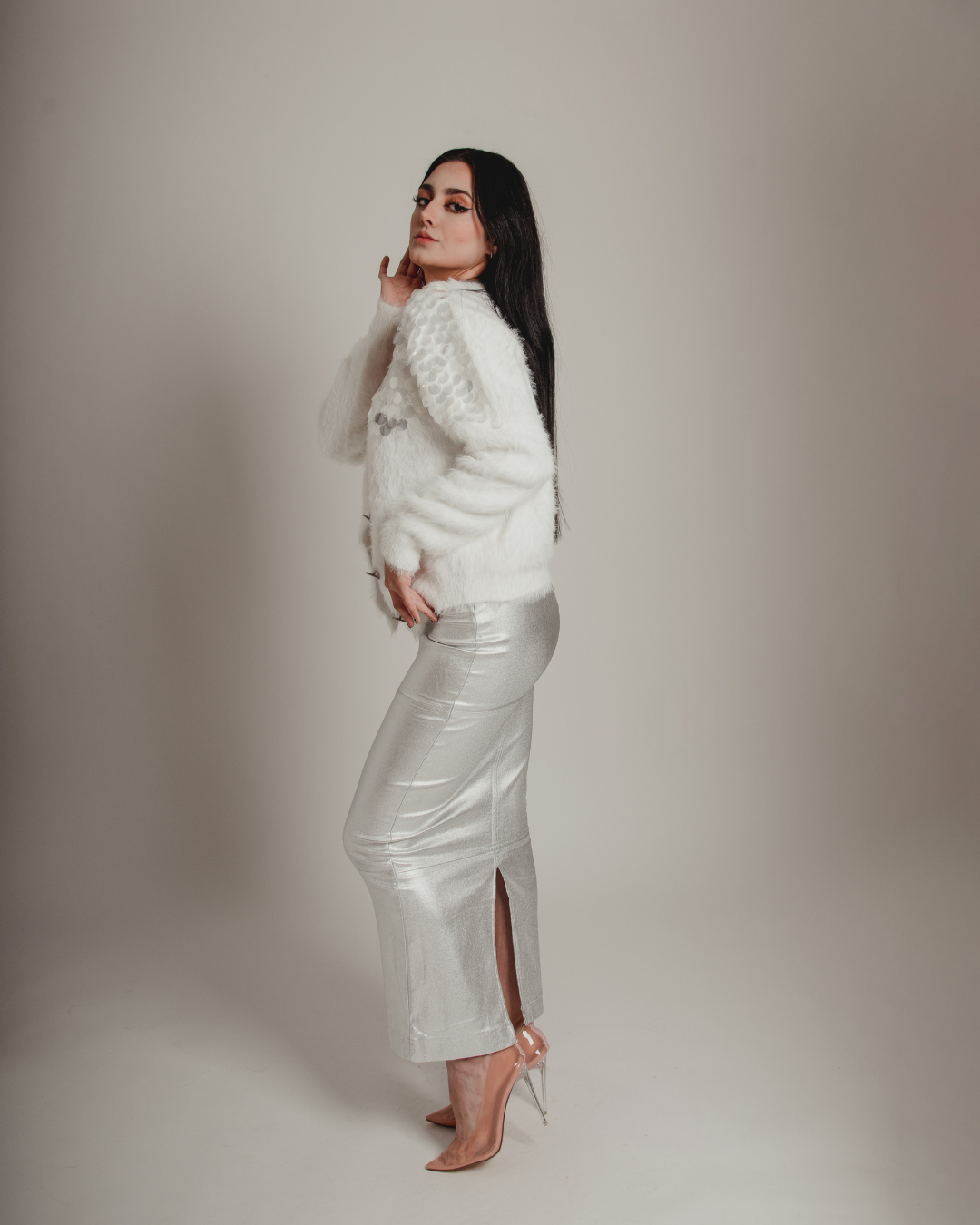 Silver long skirt