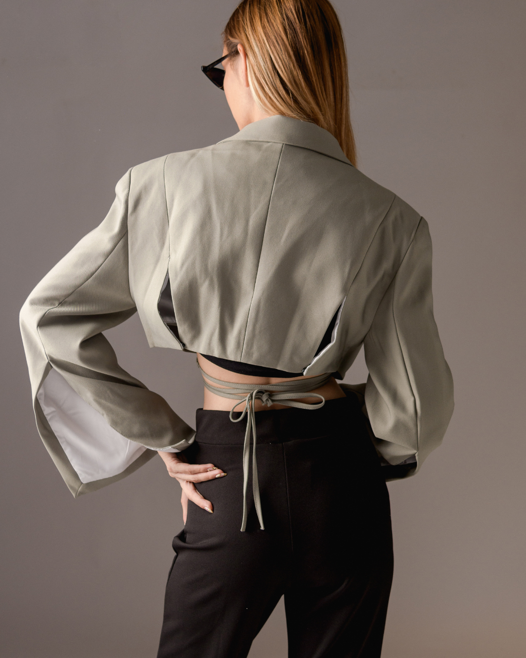 Gray cropped blazer