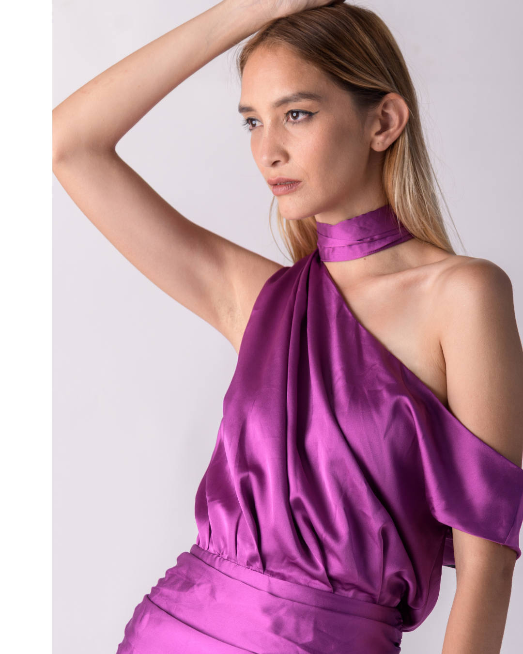 One shoulder ruched dress