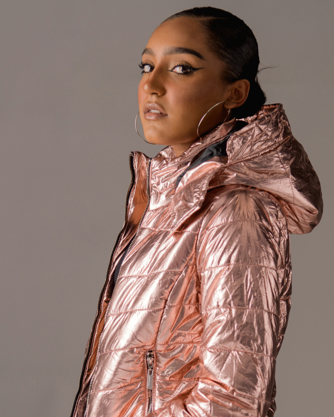 Rose gold puffer jacket