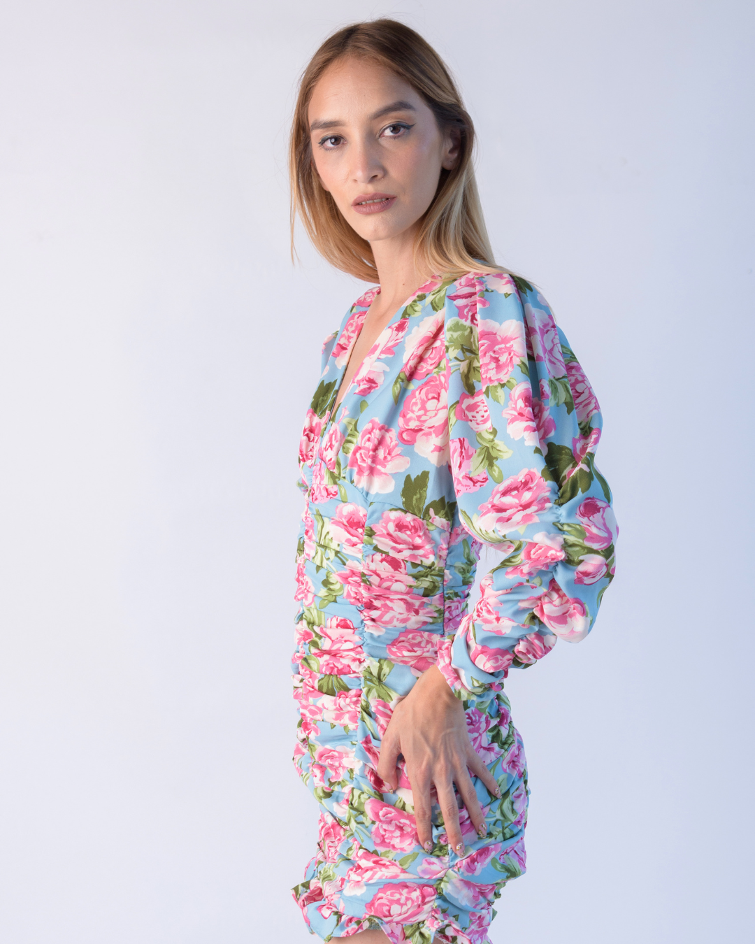 Draped floral dress