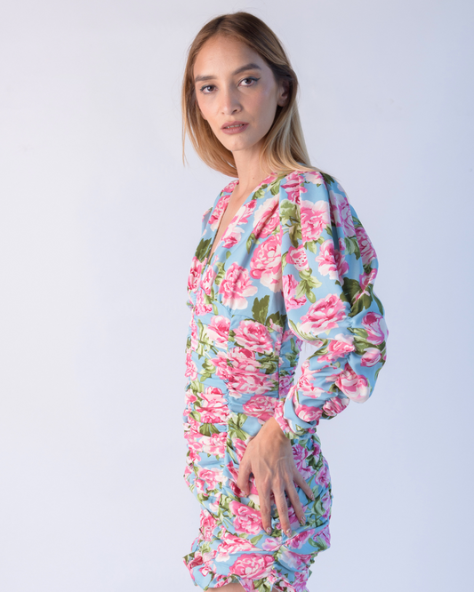 Draped floral dress