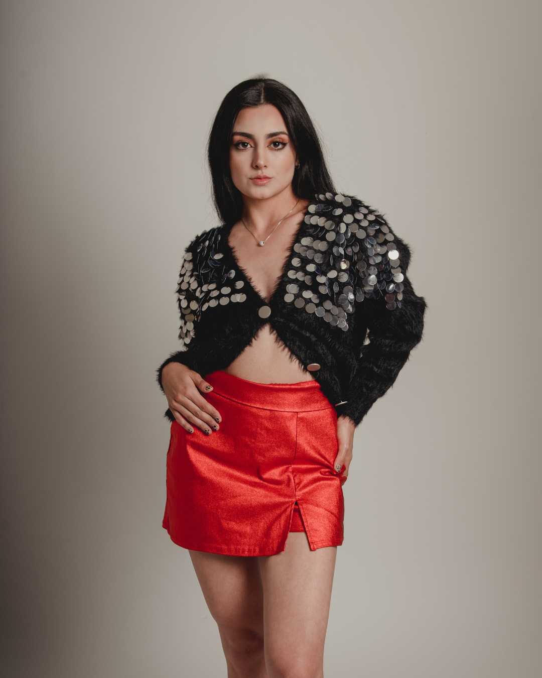 Red mini skirt