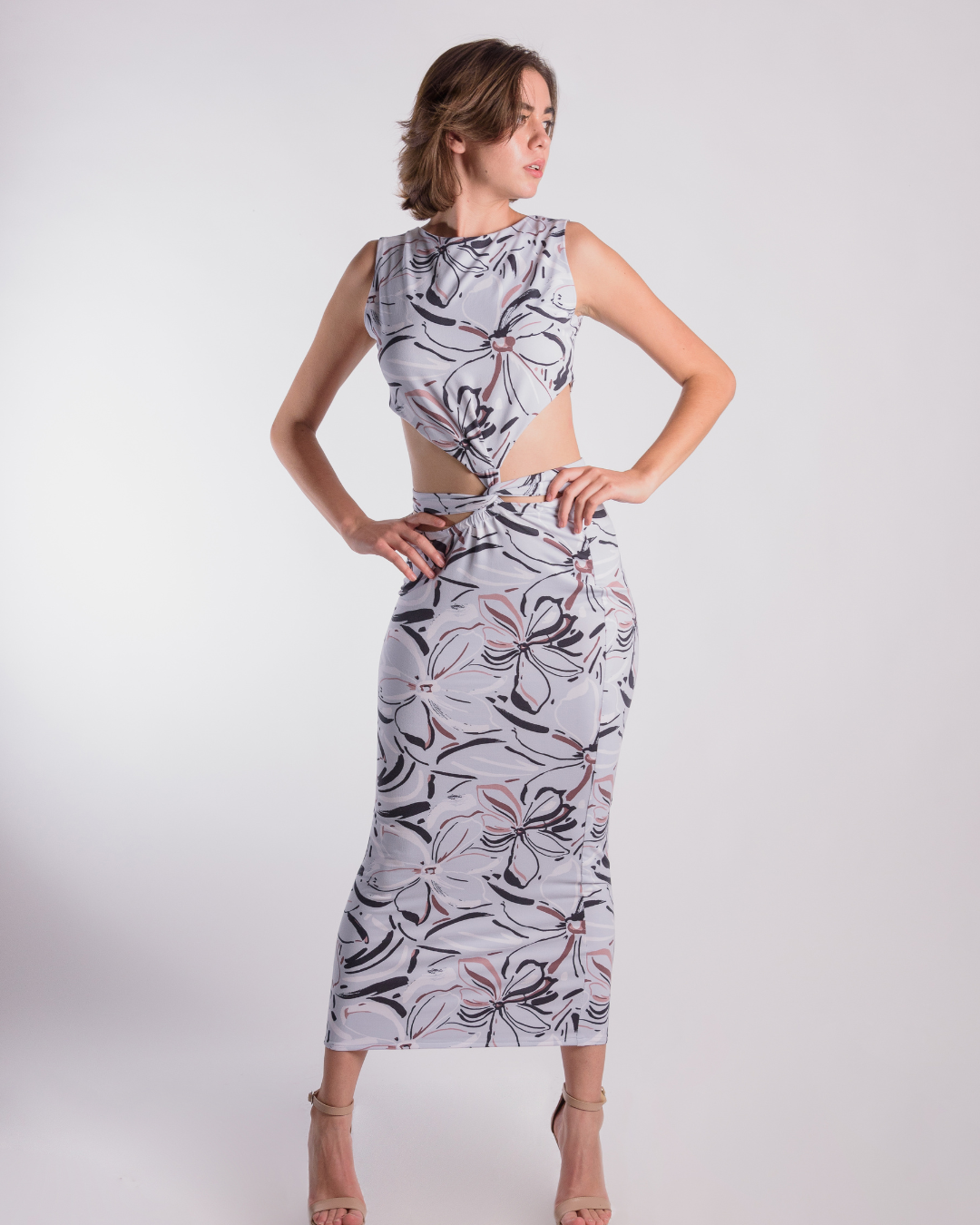 Flowers blue dress
