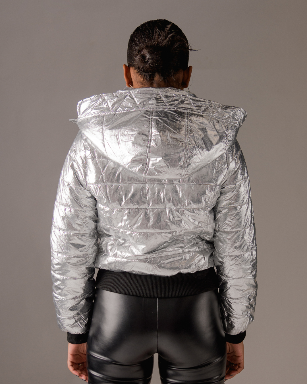 Silver puffer jacket