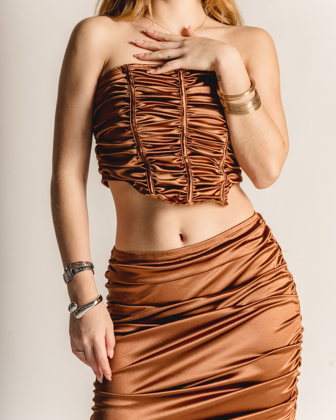Brown silk dress