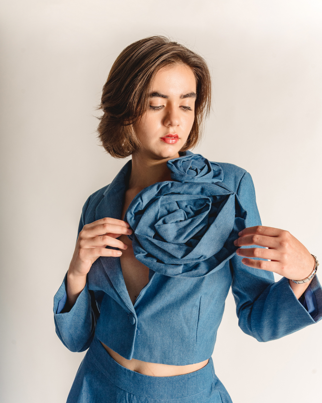 Denim flower set
