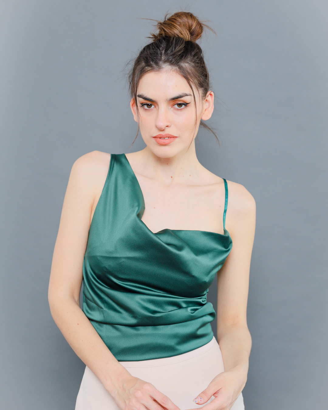 Satin green blouse