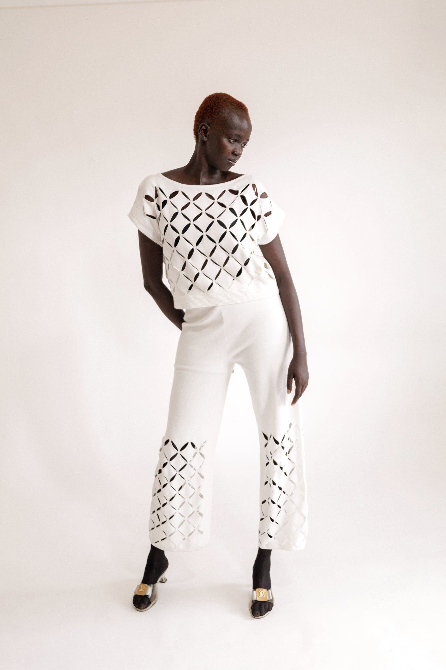 White Open-Weave Set