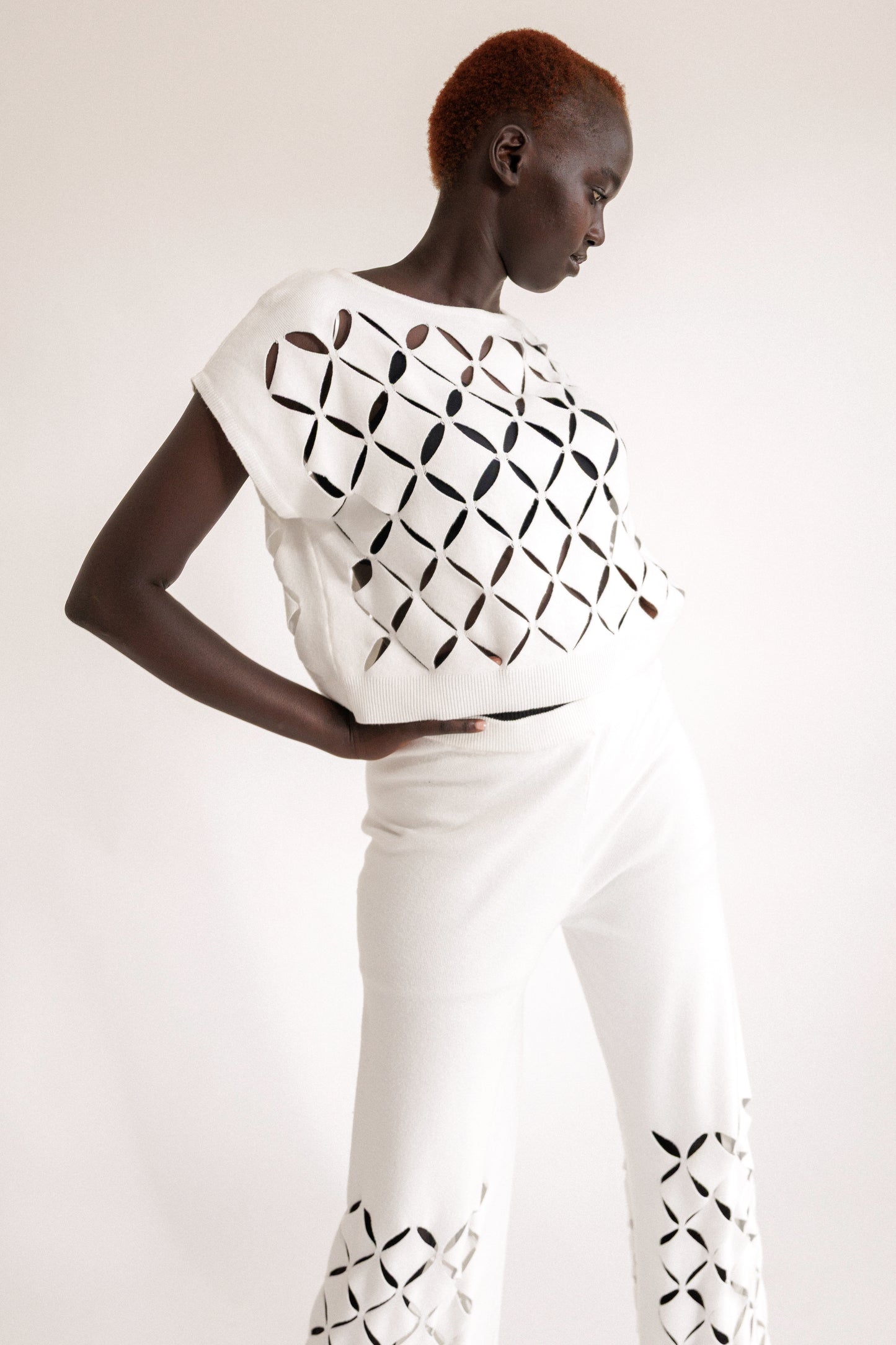 White Open-Weave Set