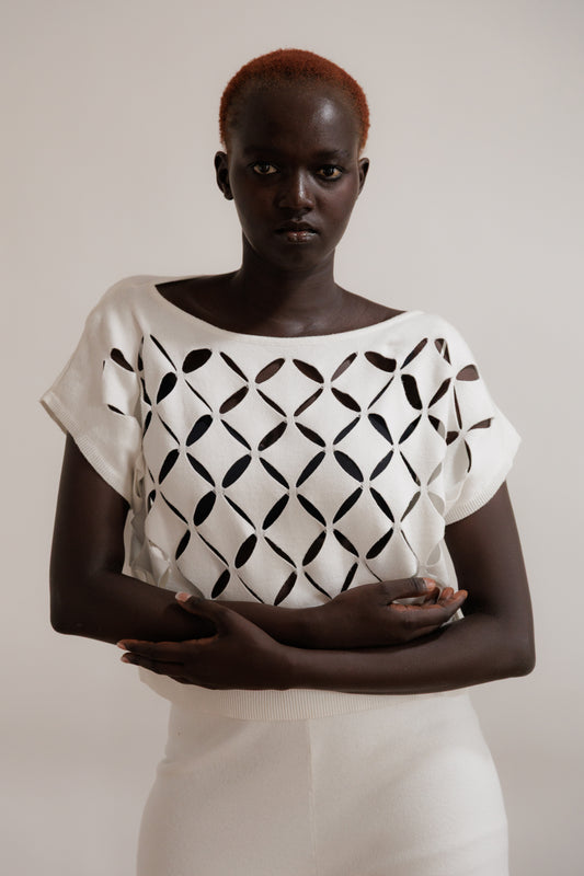 White Open-Weave Set