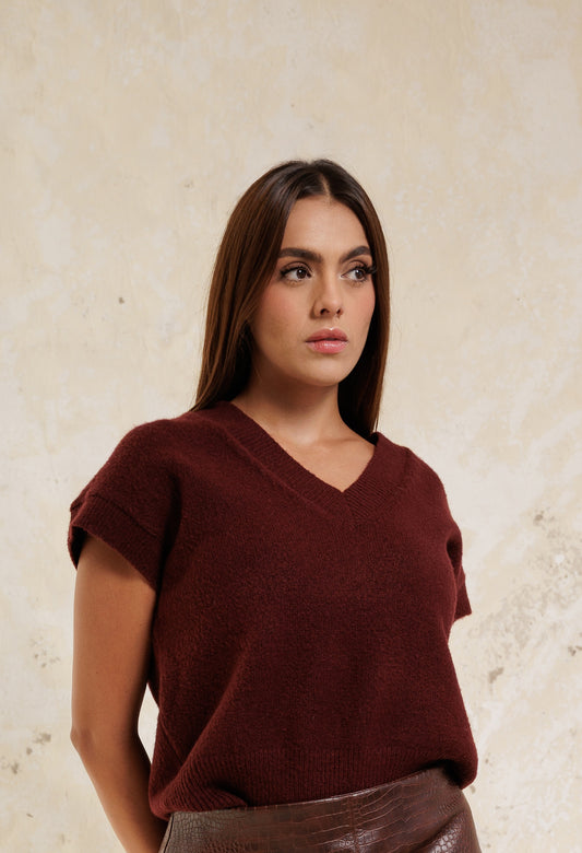 Wine Knit Vest