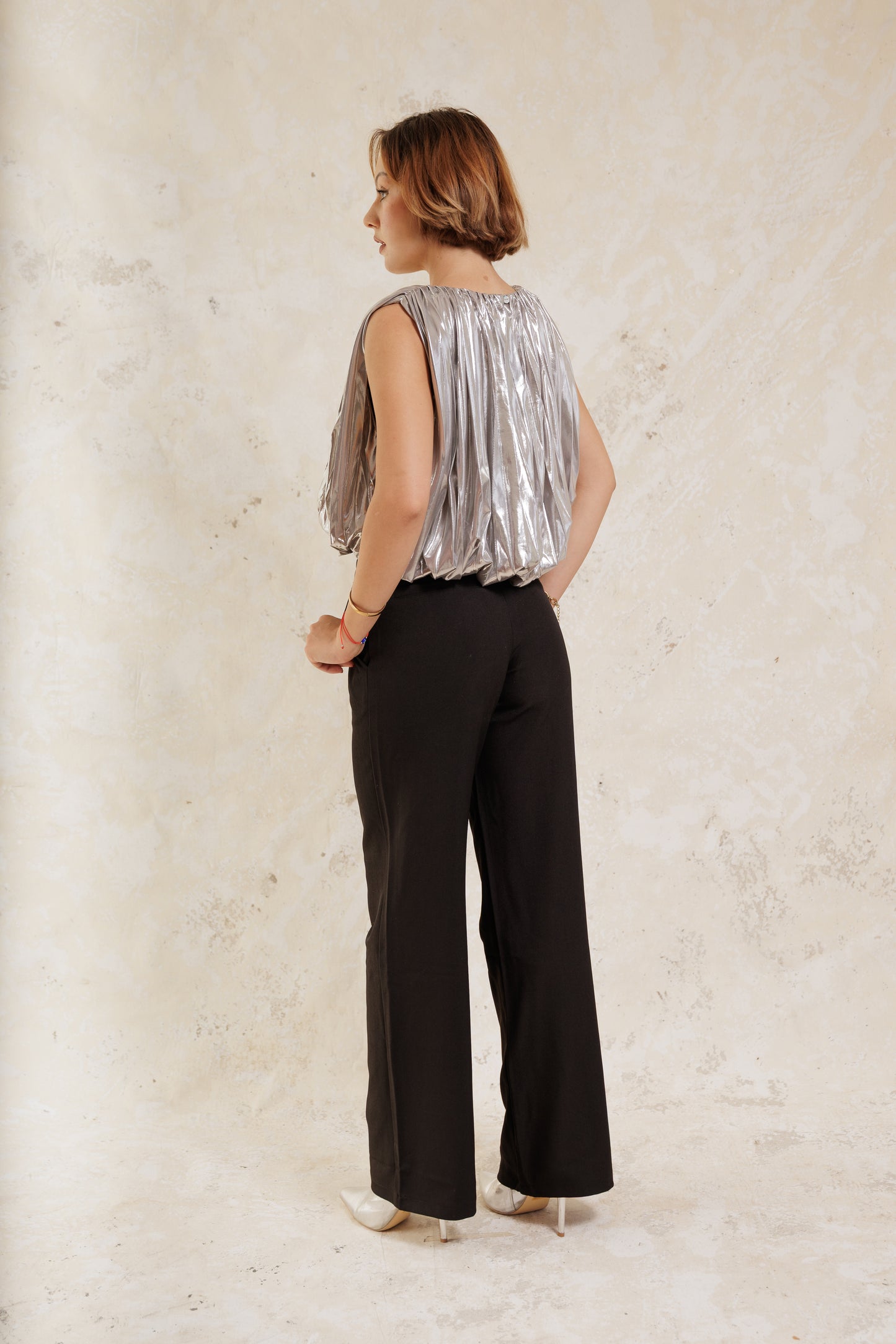 Silver Drape Crop Top