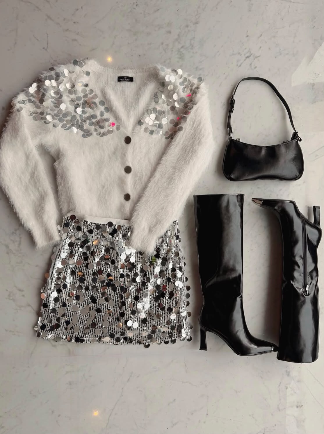 Silver Sequin Skirt