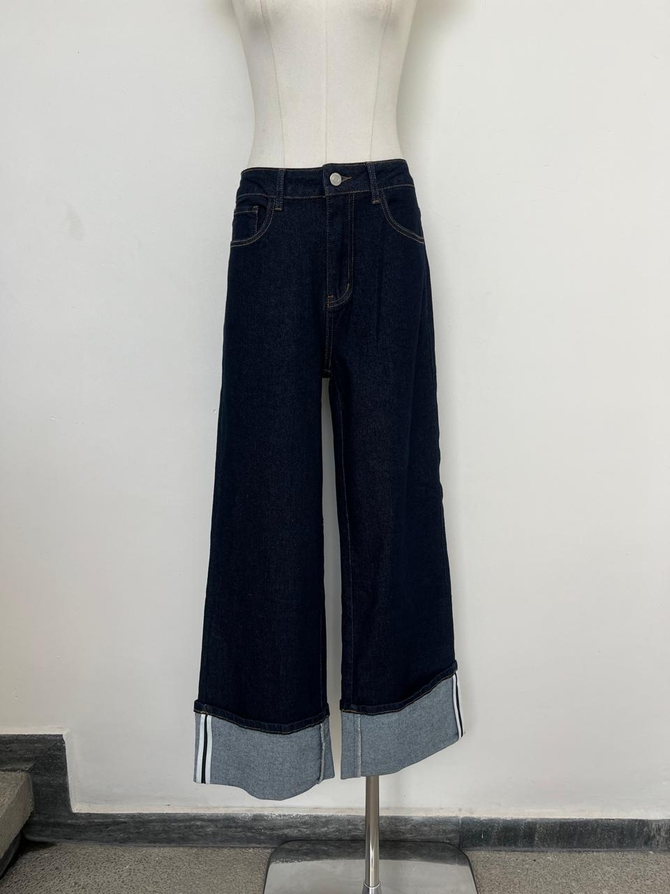 Rolled-Hem Blue Jeans