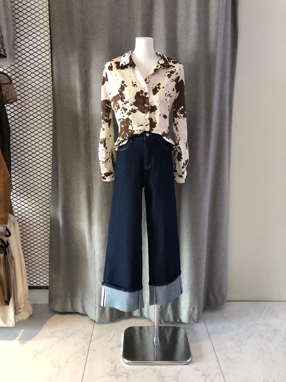 Rolled-Hem Blue Jeans