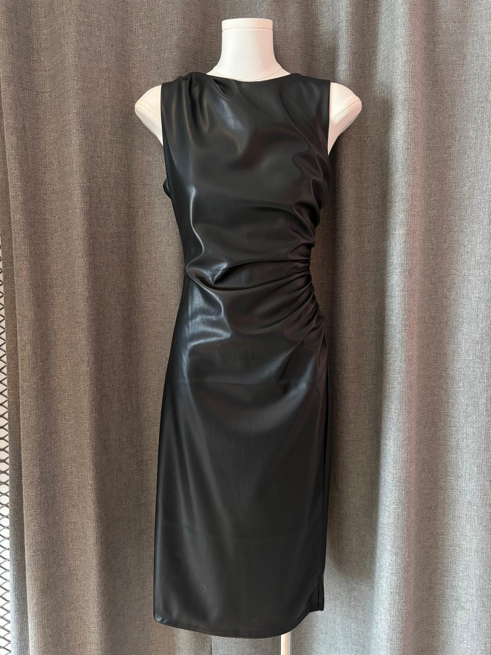 Faux Leather Midi Dress