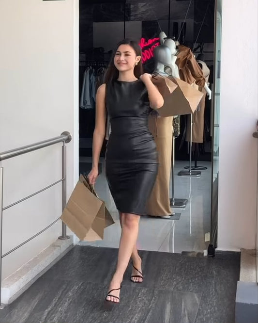 Faux Leather Midi Dress