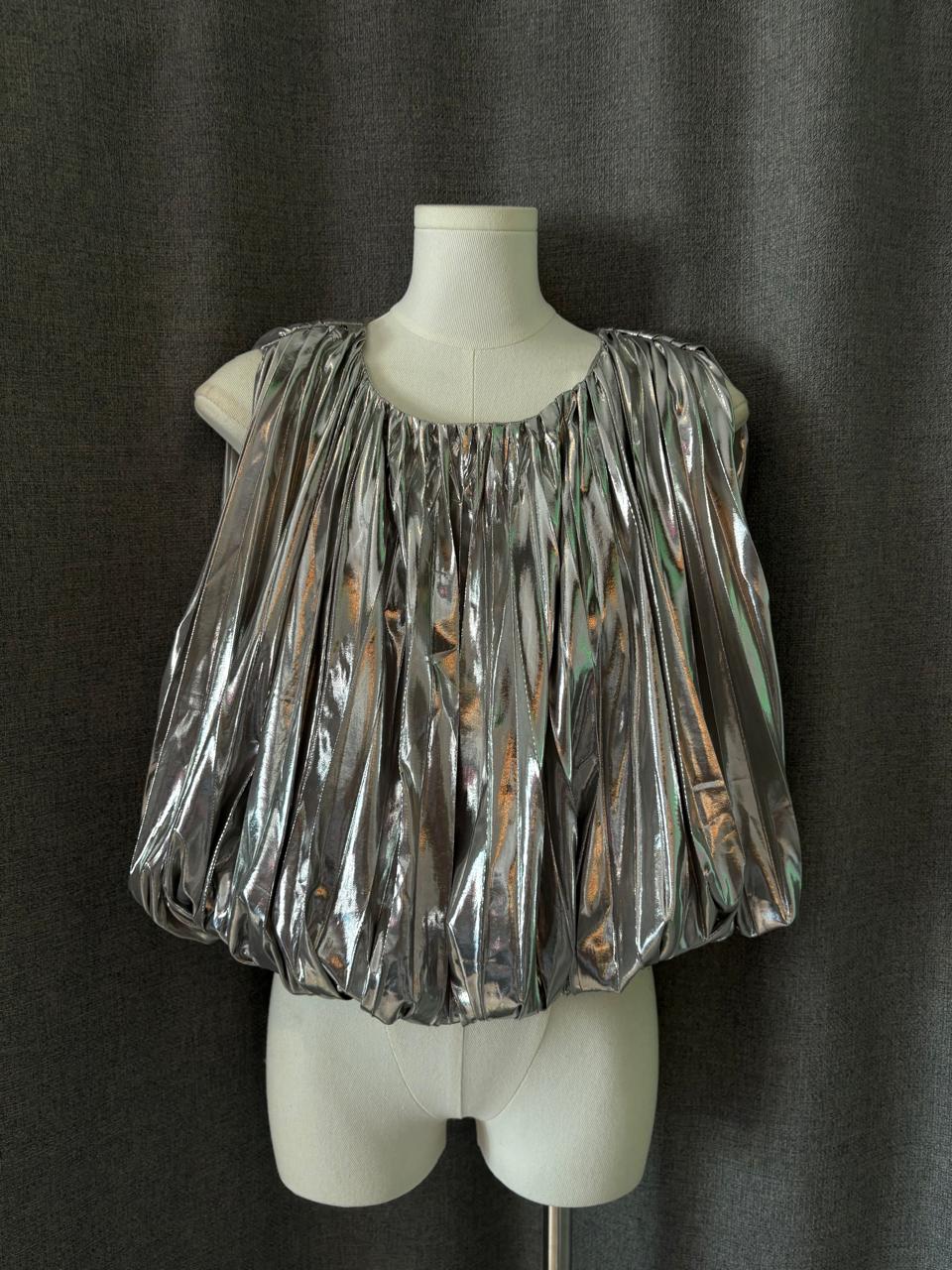 Silver Drape Crop Top
