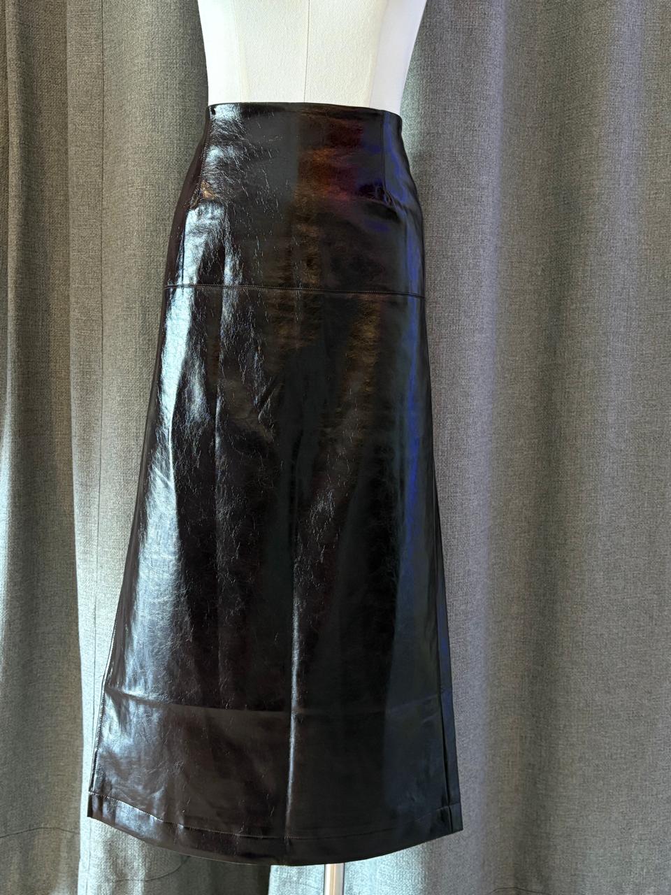 Burgundy Glossy Leather Skirt