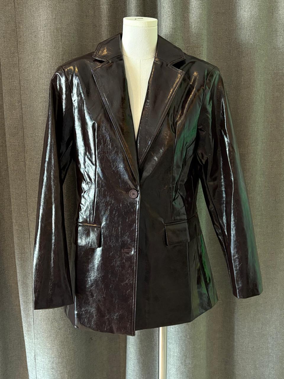 Burgundy Glossy Leather Blazer