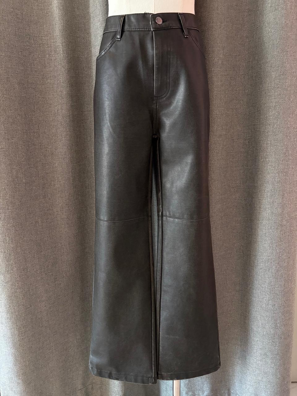Gray Faux Leather Pants
