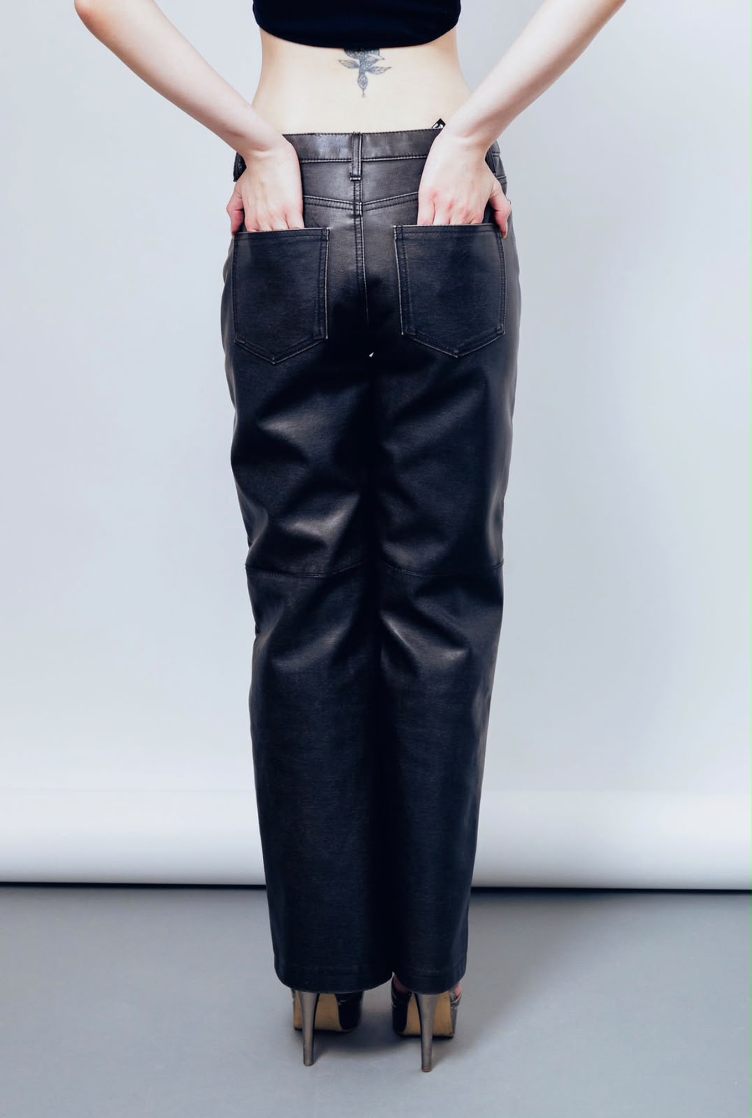 Gray Faux Leather Pants