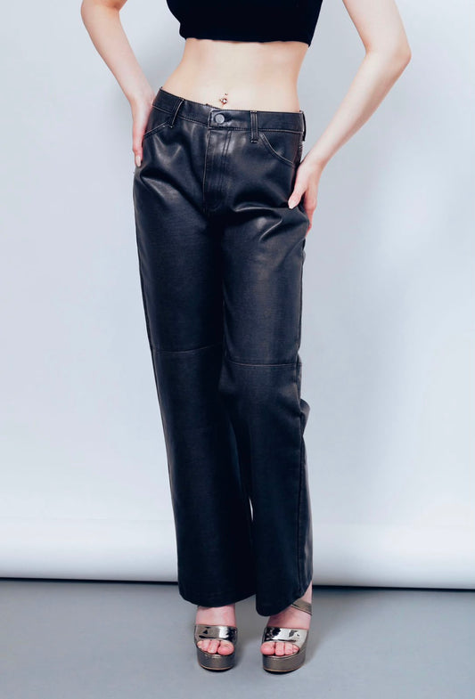 Gray Faux Leather Pants