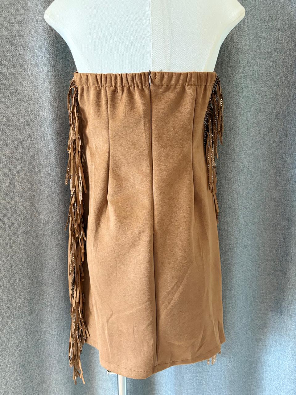 Brown Side-Fringe Dress