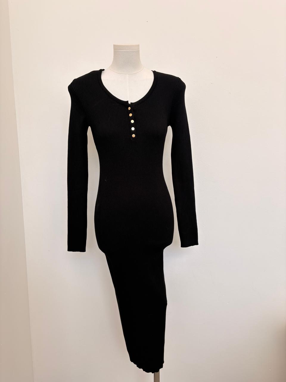 Ribbed Button-Front Dress
